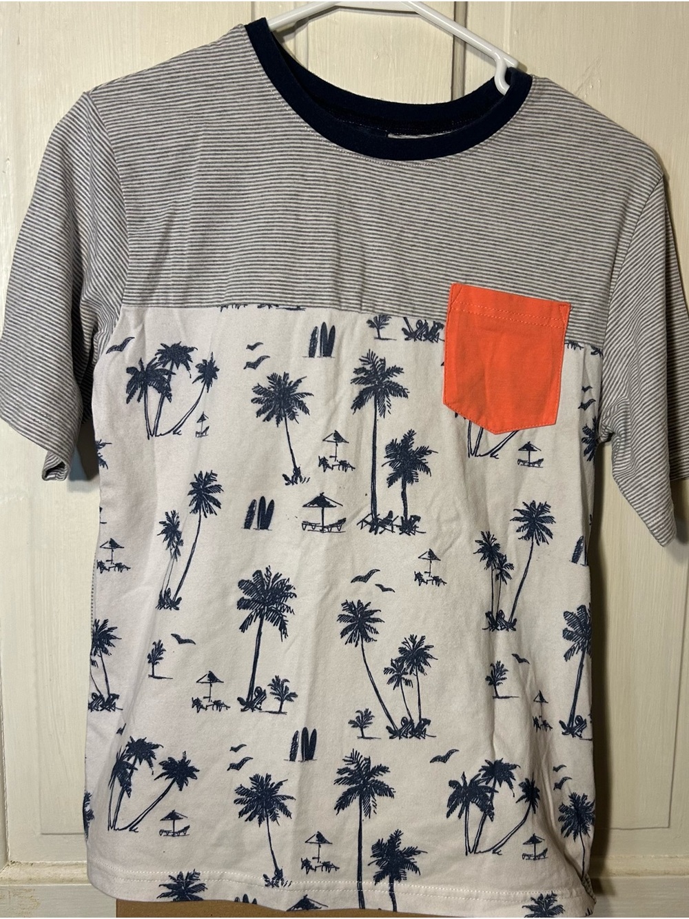 Andy & Evan Kids Palm-Print Tee with Orange Pocket